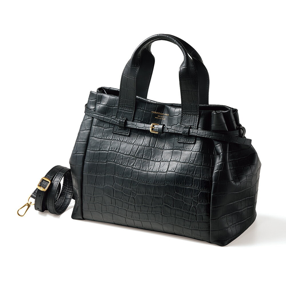 CHRISTIAN VILLA/クリスチャンヴィラ クロコ型押し トートバッグ（イタリア製） レザーバッグ 革バッグ バッグ 144001 ＼LINE友だち登録でクーポン／