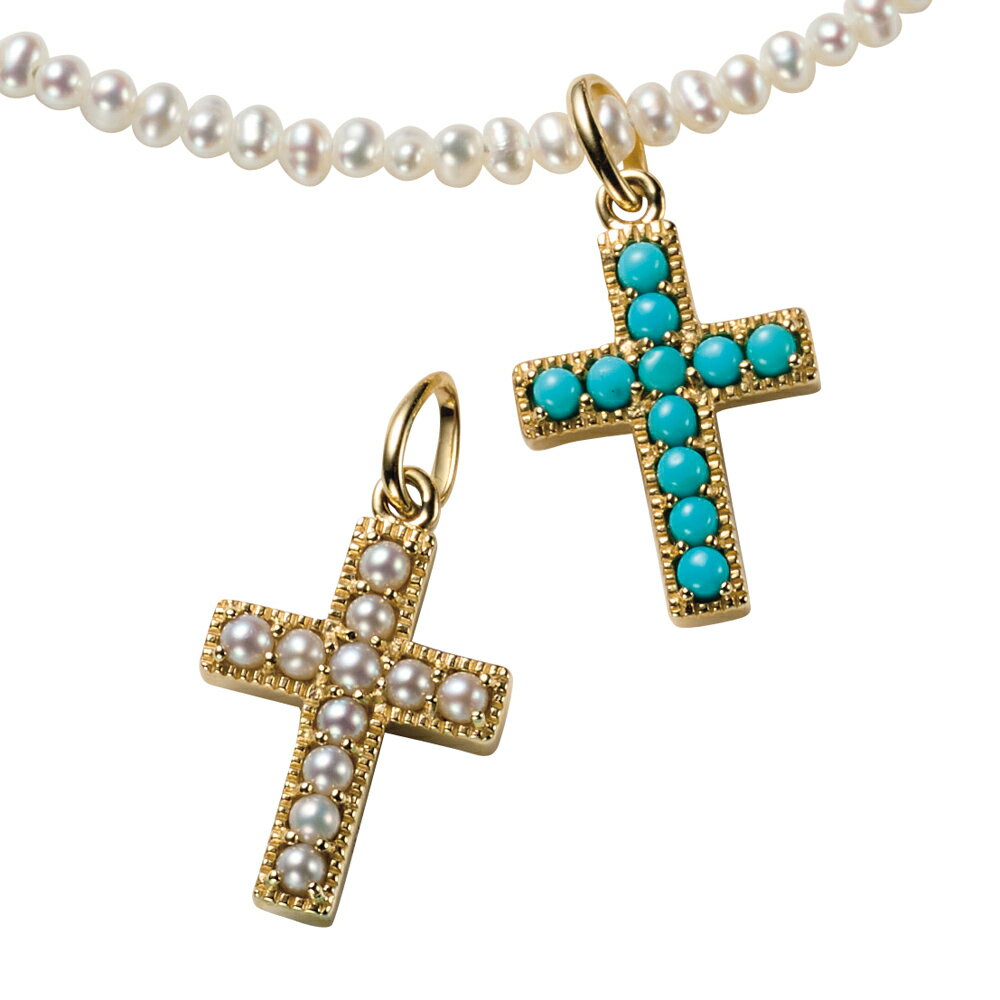 ROKUZAN/碌山 K10 カラーストーン リバーシブル クロスチャーム ターコイズ ジュエリー アクセサリー J08308 ＼LINE友だち登録でクーポン／