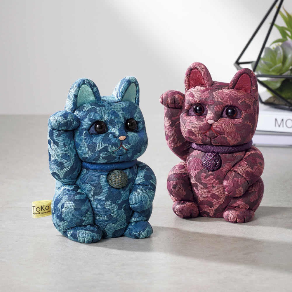 【クーポン10％OFF 11/20 20時から4h】 〈柿沼人形〉カモフラージュ柄招き猫 正月飾り 年中行事用品 季節商品 KR0119(3)