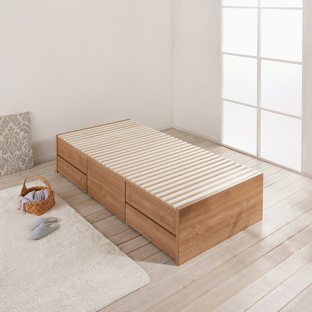 Rakuten - ≪ダブル≫ 日本製の引き出しチェストベッド 大量収納引き出しすのこタイプ ヘッドレスタイプ（フレームのみ） すのこベッド ベッド 640312 ＼LINE友だち登録でクーポン／