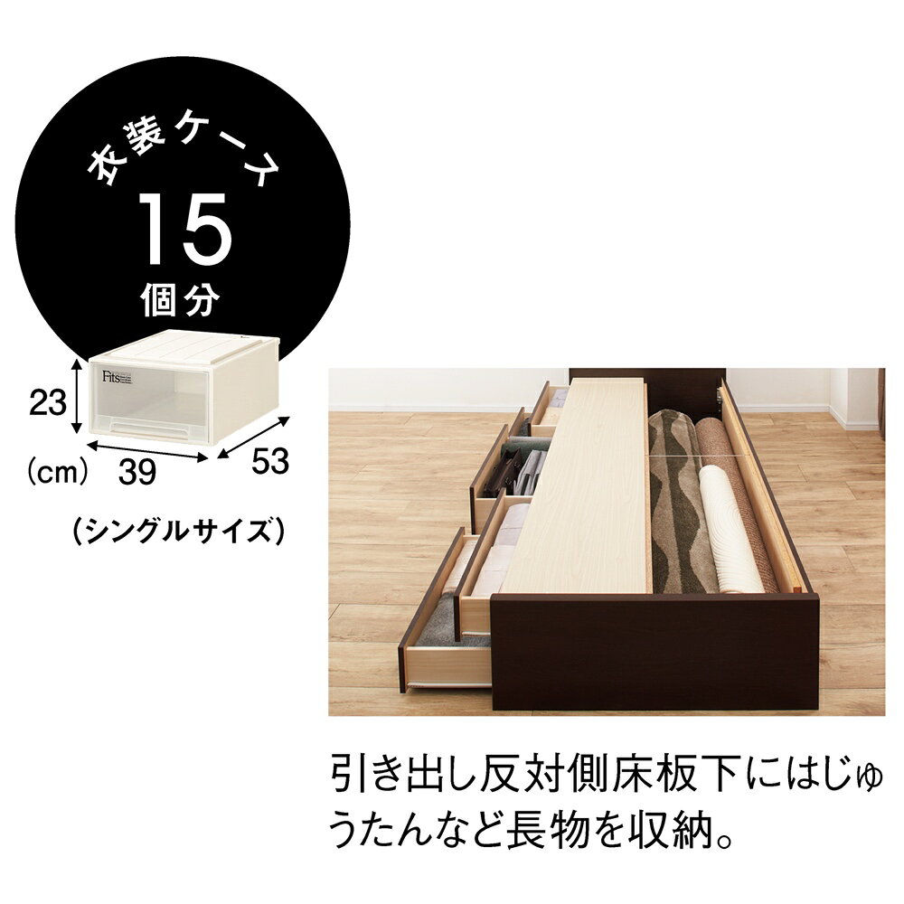 ≪シングル≫ 日本製の引き出しチェストベッド 引き出し収納タイプ 立て掛け薄型収納(フレームのみ) 収納付きベッド ベッド 640352 ＼LINE友だち登録でクーポン/ [2]