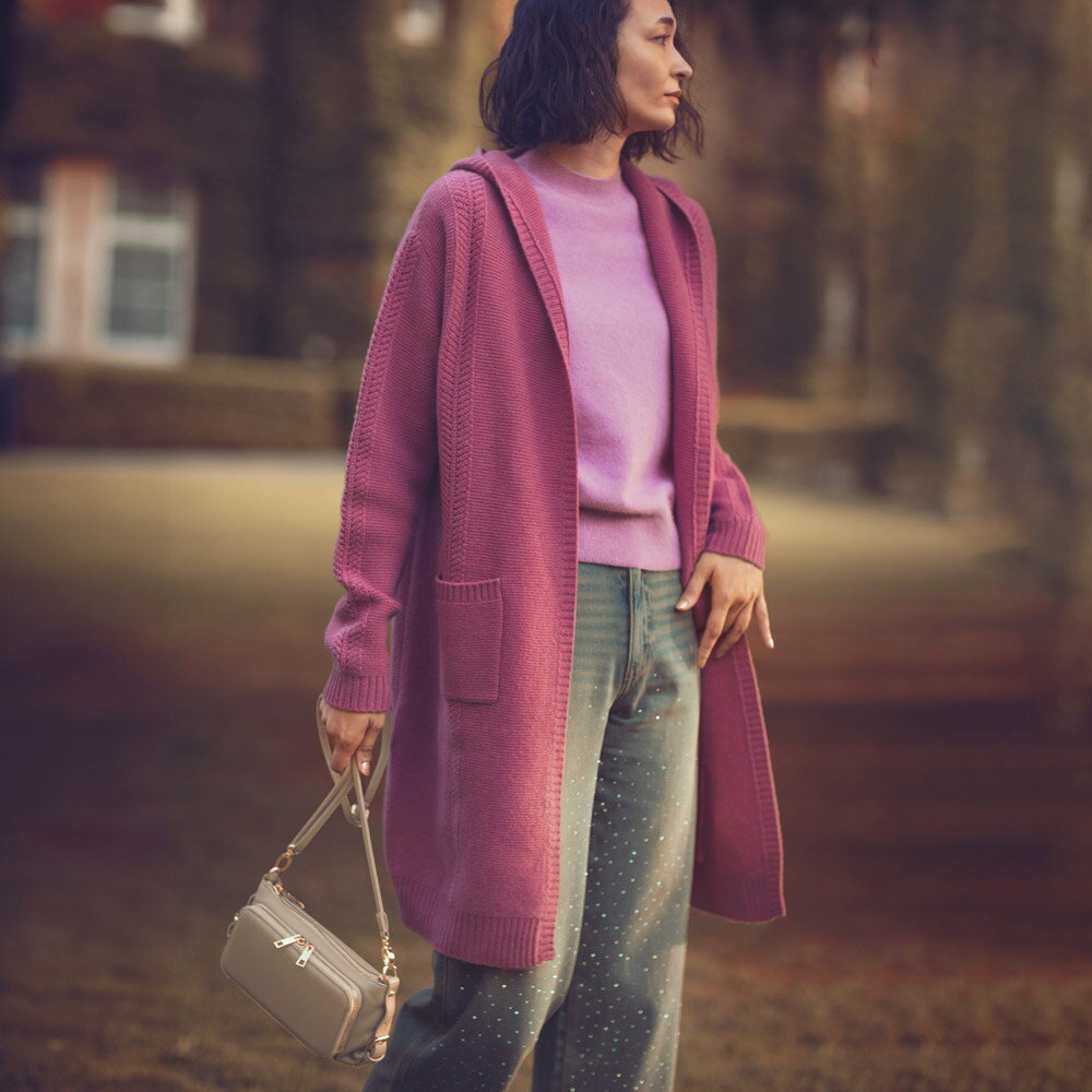 ウール100％ フーデッド カーディガン ニットカーディガン ニット セーター 133101 ＼LINE友だち登録でクーポン／