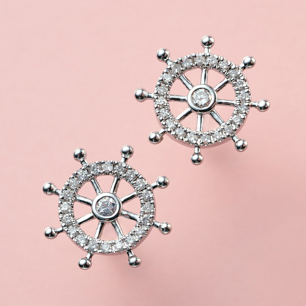 Rakuten - K18 0.2ctダイヤ マリンモチーフ ピアス ダイヤモンド ジュエリー アクセサリー J12713 ＼LINE友だち登録でクーポン／