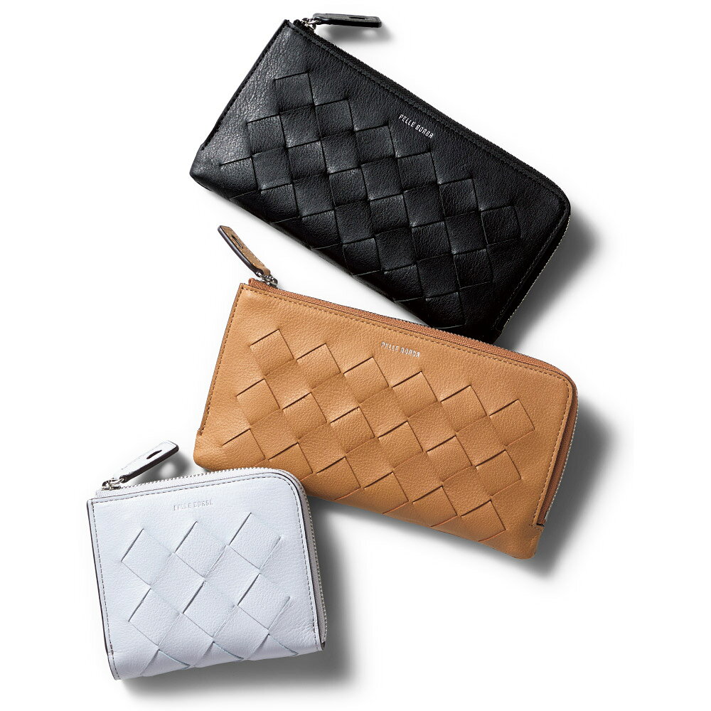 【クーポン10％OFF 10/25限定】 PELLE BORSA/ペレボルサ〈クロノウィーブ〉 メッシュL字ファスナー コンパクト財布 折り財布 財布 ケース ポーチ KR1530 おしゃれ ＼LINE友だち登録でクーポン／