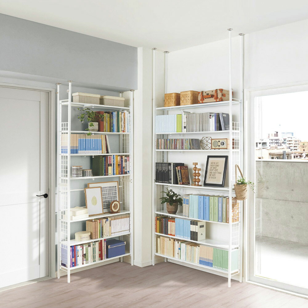 〈奥行26cm・幅93cm-122cm〉幅も高さもピッタリ！伸縮式スチールラック 突っ張り収納 ラック 本棚 シェ..