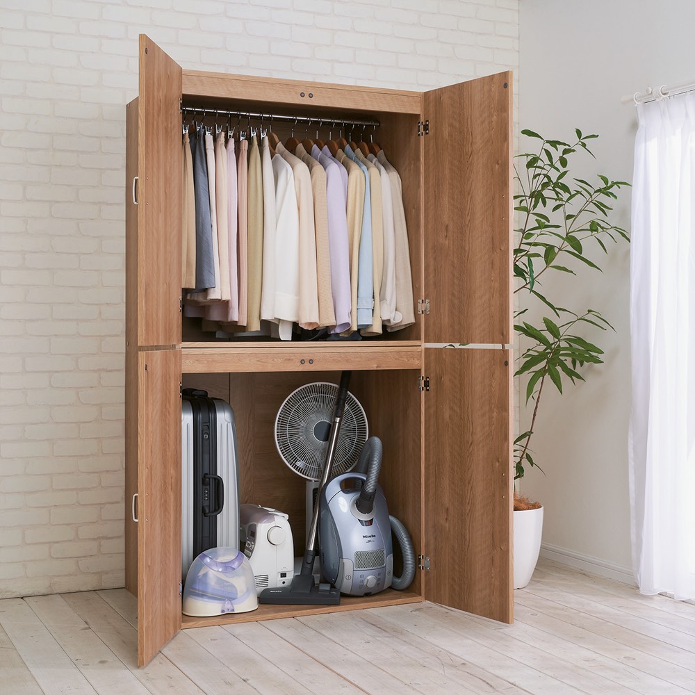 【国産】手軽に押し入れが作れる布団タンス 幅90cm ワードローブ クローゼット 衣類収納 589515