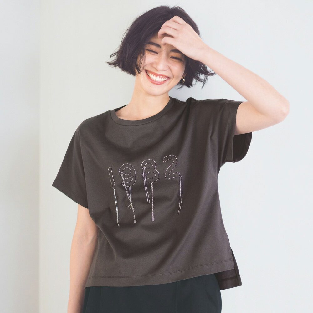 乐天商城 - 【クーポン配布 お買い物マラソン中】 ボールチェーン刺しゅう Tシャツ （日本製） プルオーバー シャツ ブラウス 172201 ＼LINE友だち登録でクーポン／