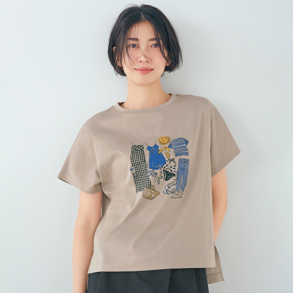 乐天商城 - 【クーポン配布 お買い物マラソン中】 バケーションプリント Tシャツ （日本製） プルオーバー シャツ ブラウス 173602 ＼LINE友だち登録でクーポン／