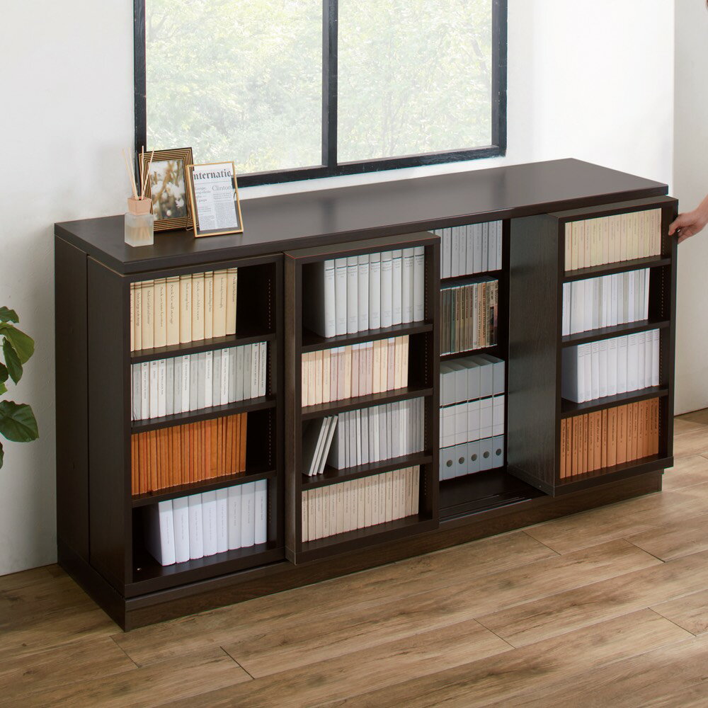 Rakuten - 本格仕様 快適スライド本棚 2列 幅84高さ90cm 本棚 ブックシェルフ 書棚 ラック シェルフ 628257 ＼LINE友だち登録でクーポン／