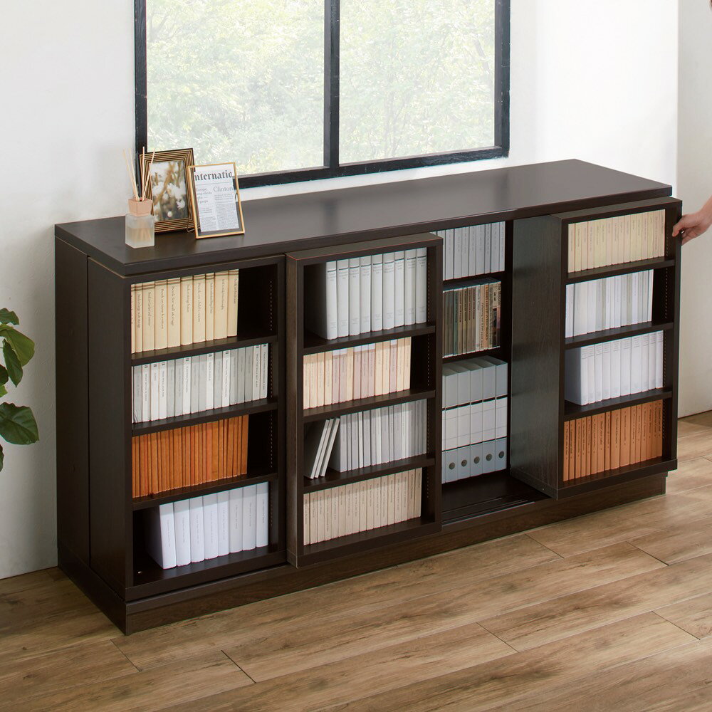Rakuten - 本格仕様 快適スライド本棚 3列 幅127高さ90cm 本棚 ブックシェルフ 書棚 ラック シェルフ 628258 ＼LINE友だち登録でクーポン／