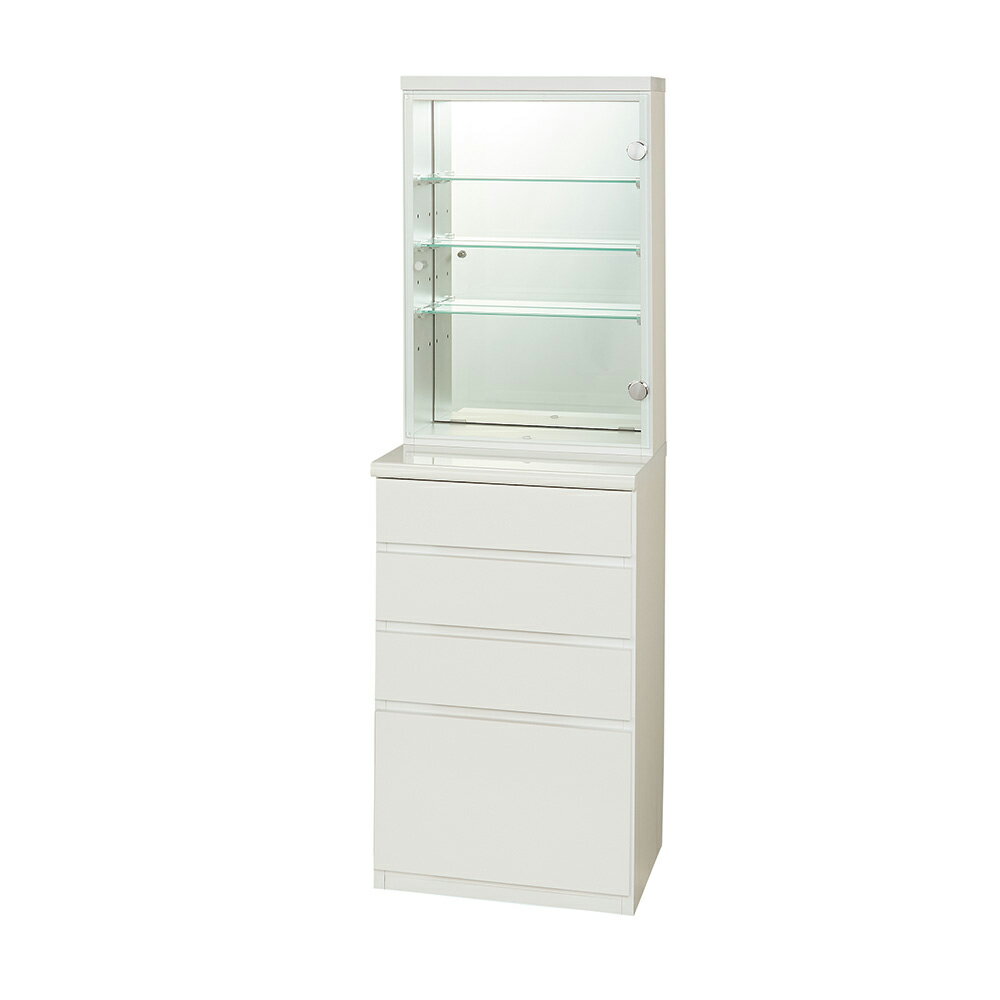 【クーポン10％OFF 3/20から】 NEWモデル‐LEDライト付きドレッサーシリーズ ガラスキャビネット付きチェスト 幅45cm リビング リビング収納 626403 ＼LINE友だち登録でクーポン／