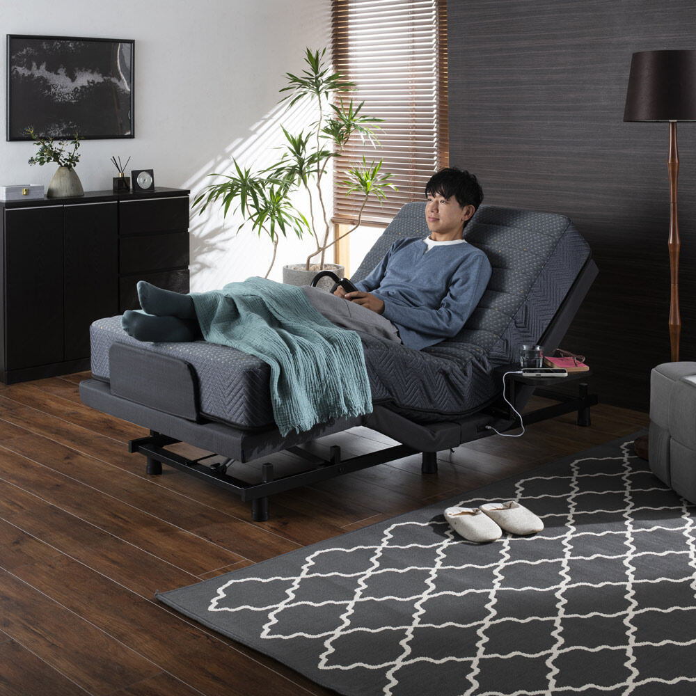 ≪ウレタンマットレス付き≫ アンネルベッド「ディスカバリー」 アーバンモダンデザイン電動ベッド シングルサイズ リクライニングベッド ベッド 626708