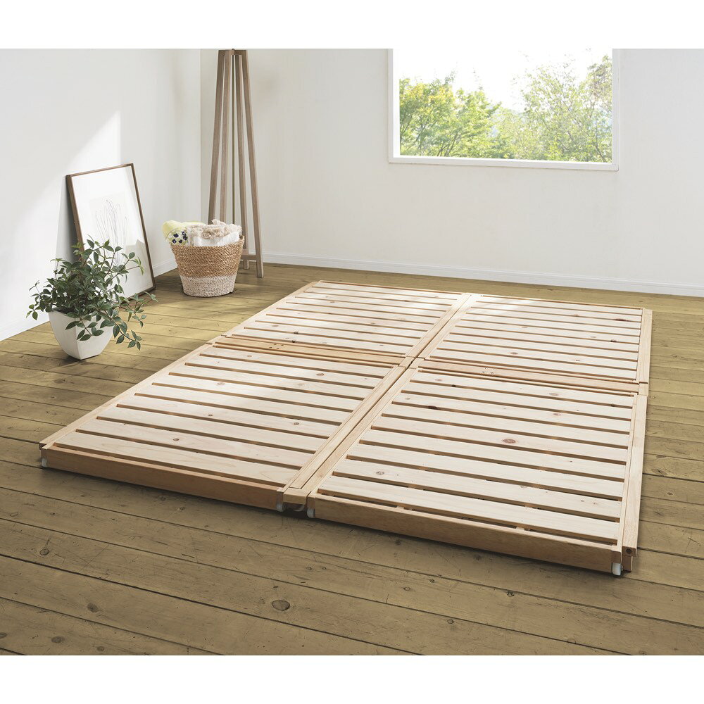 ≪幅108cm≫ ベッド単品 ぴったり並べられる折りたたみ ひのきすのこベッド ベッド単品 すのこベッド ベッド 642512 ＼LINE友だち登録でクーポン/ [2]