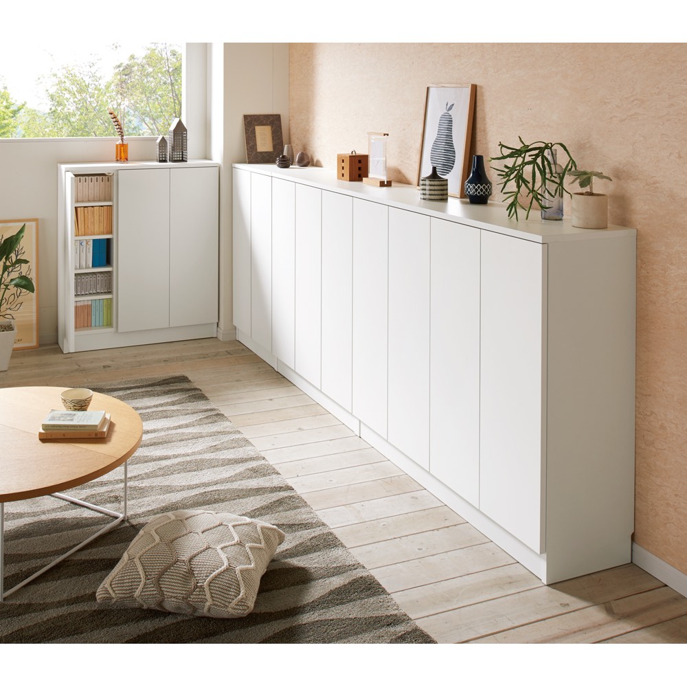 【楽天1位】 【完成品】リビングブックキャビネット 幅87奥行25高さ80cm キャビネ...