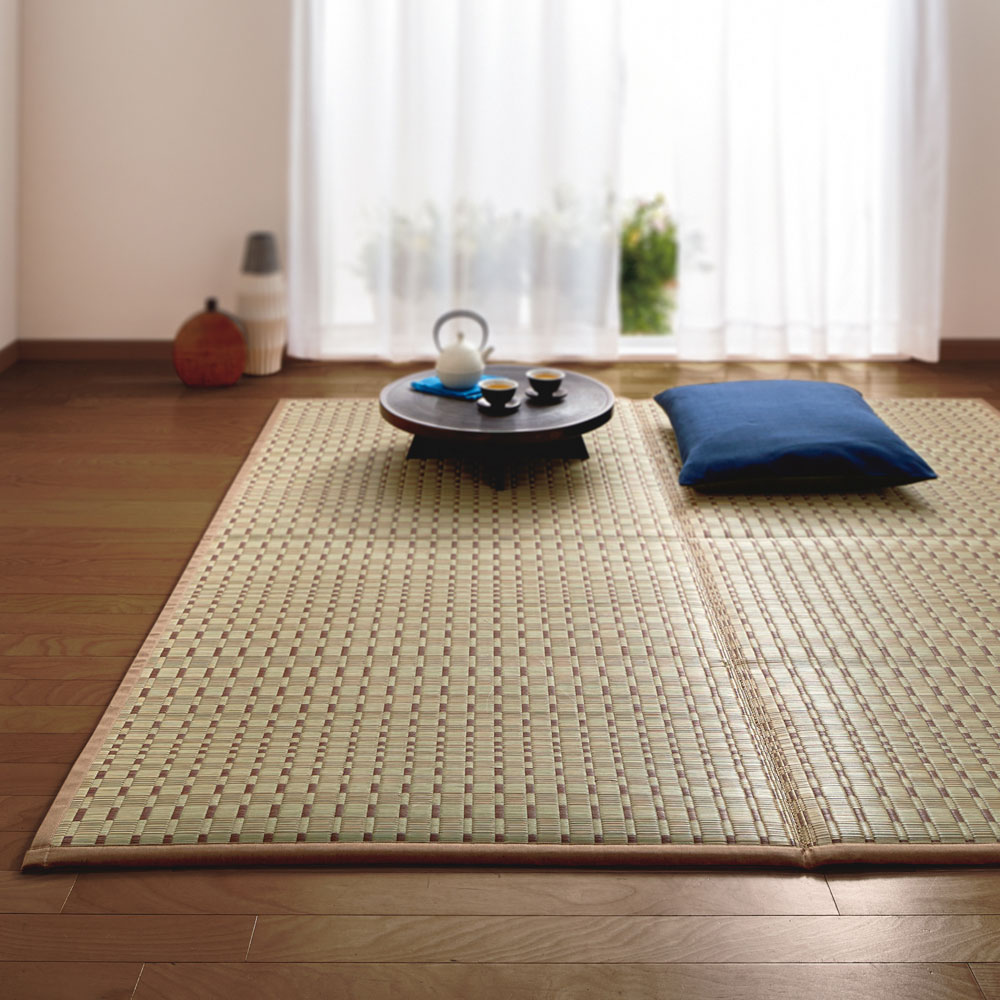 ≪約261×352cm 裏付き約8mm≫ ふっくらい草ラグ 掛川織 カーペット ラグ マット 56290F
