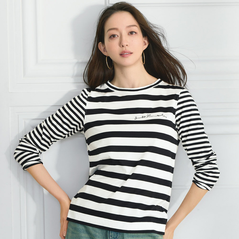 Rakuten - 49AV．JUNKO SHIMADA/フォーティナインアヴェニュー．ジュンコ シマダ サイン刺しゅう ボーダー 長袖Tシャツ プルオーバー シャツ ブラウス 175104 ＼LINE友だち登録でクーポン／