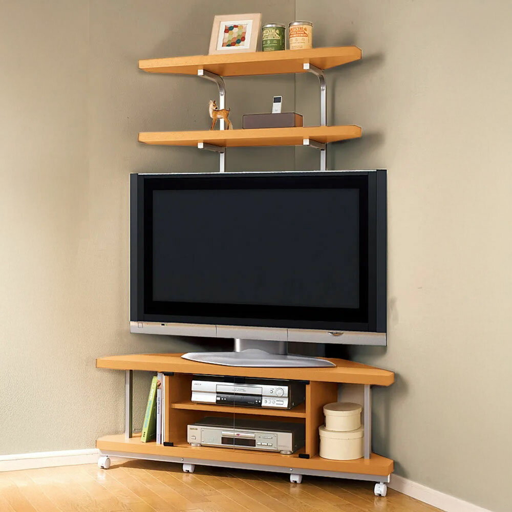 【クーポン10％OFF】 コーナーテレビ台（上棚付き） 幅120cm 棚2段 キャスター付き コーナーテレビ台 テレビ台 テレビボード 628560 ＼LINE...