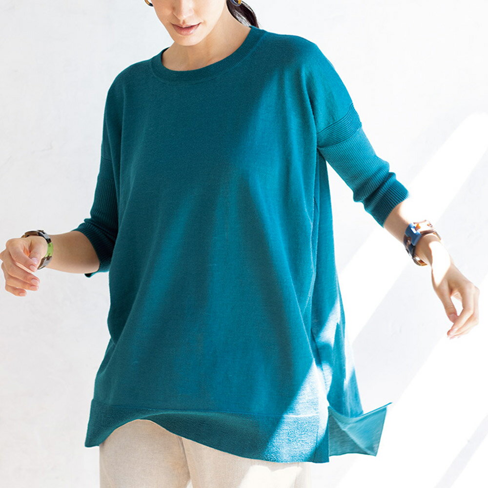 【クーポン配布 11月27日1：59迄】 ラミープレーティング スクエアフォルム ニットチュニック ニット ..