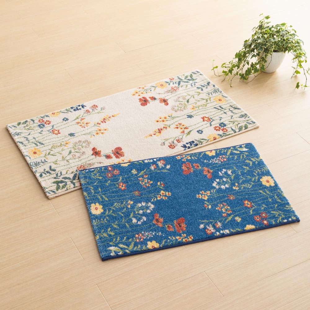 ≪約67×120cm≫ ベルギー製ウィルトン織 花柄マット 玄関マット カーペット ラグ マット 625808