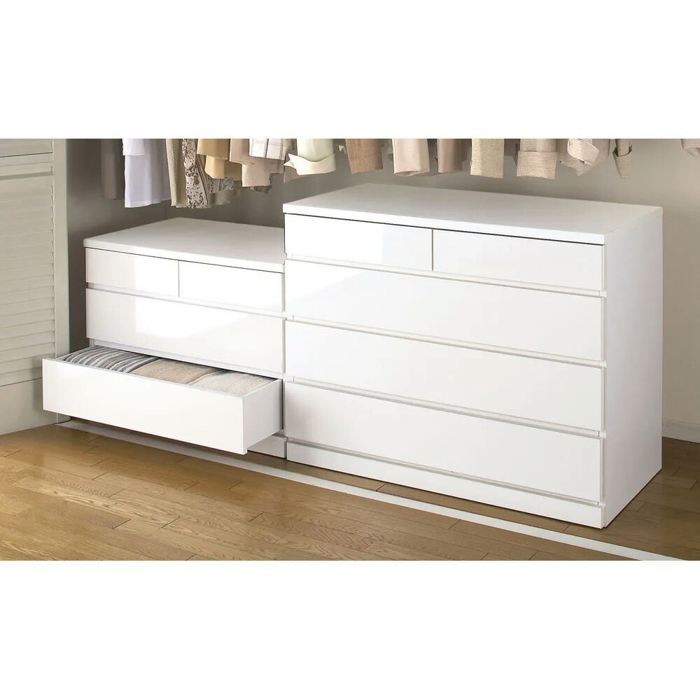 【クーポン配布 11月27日1:59迄】 【日本製】奥行50cm隠しキャスター付きクローゼットチェスト 幅100cm・4段 押入れ クローゼット収納 衣類収納 ...