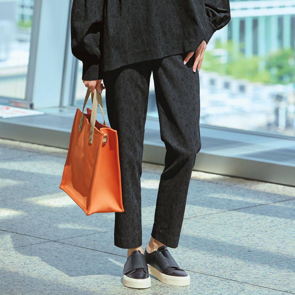 Rakuten - アセテート混 ストレッチ ジャカード テーパードパンツ サステナブル ファッション PC6318 ＼LINE友だち登録でクーポン／