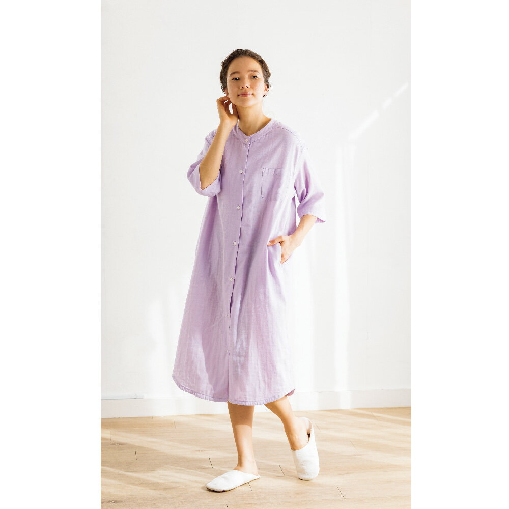 手放せないリラックス感 綿100％和ざらし二重ガーゼパジャマワンピース レディース 夏用 56108A