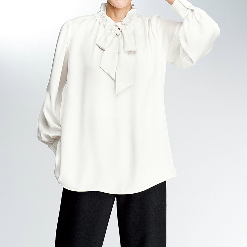 Rakuten - とろみサテン ボウタイ ギャザーブラウス シャツ ブラウス ファッション PC6418 ＼LINE友だち登録でクーポン／
