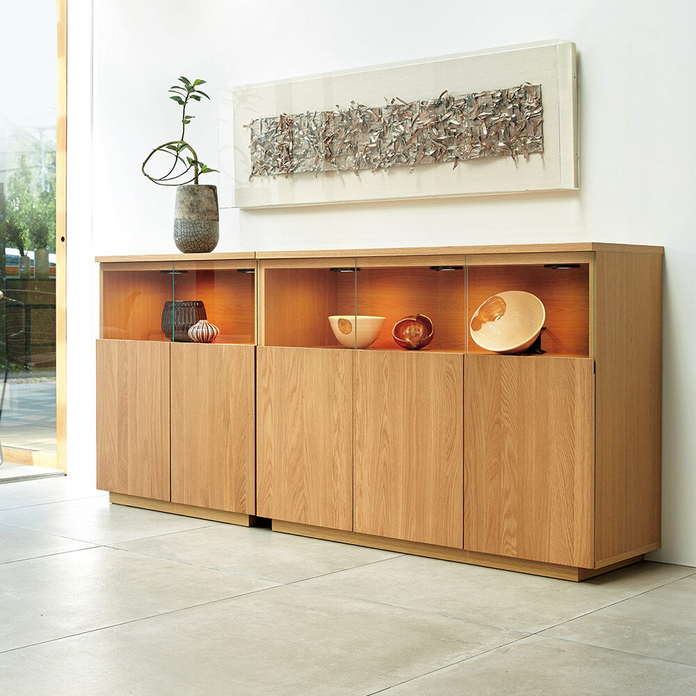 【開梱・設置料金込み】LEDライト付きサイドボードシリーズ LEDサイドボード 幅80cm キャビネット リビ..