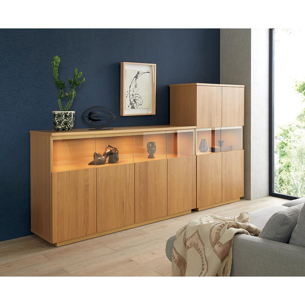 【開梱・設置料金込み】LEDライト付きサイドボードシリーズ LEDキャビネット 幅80cm キャビネット リビ..