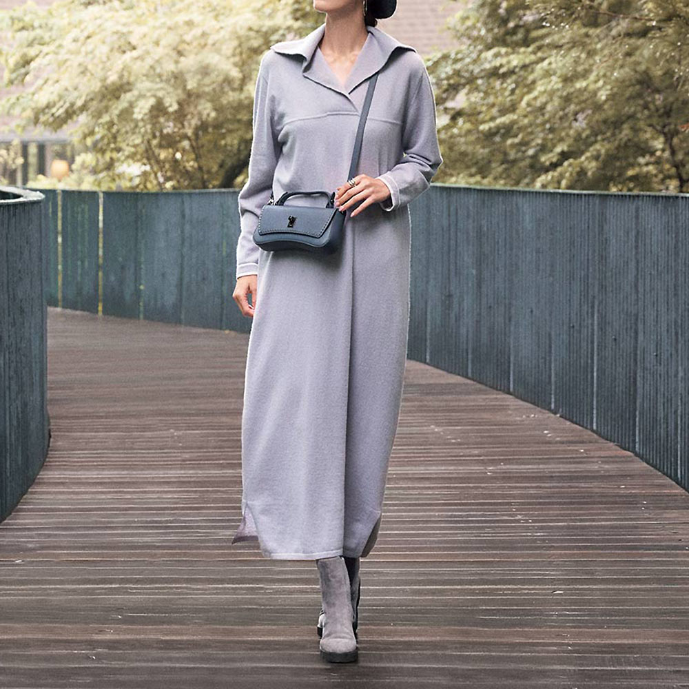 【クーポン10％OFF 2/5限定】 カシミヤ セーラーカラー ニットワンピース ワンピース ファッション PC6040 ＼LINE友だち登録でクーポン／