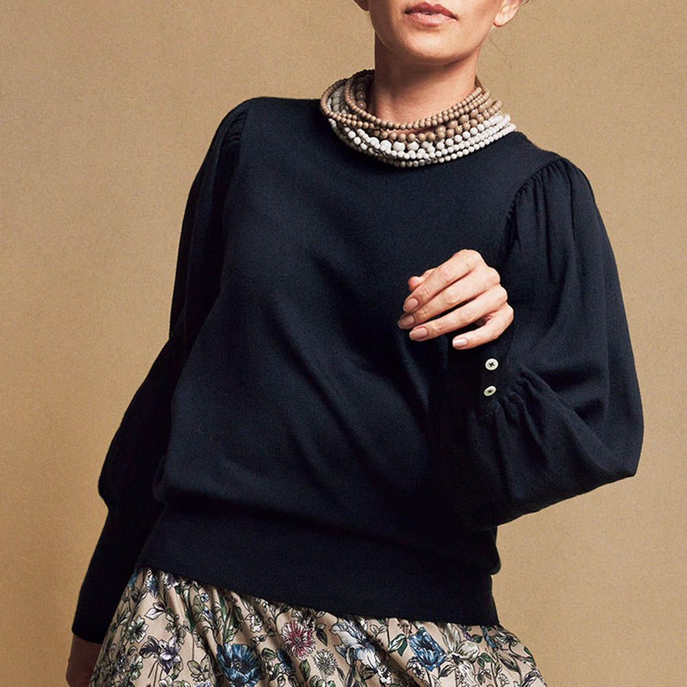 【クーポン配布 1月16日1：59迄】 ボリューム袖 ウールニット プルオーバー ニット セーター ファッション PC6042