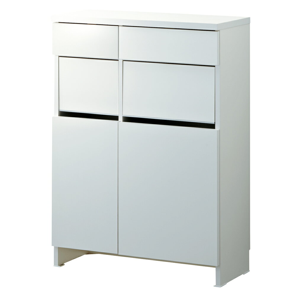 Rakuten - 組立不要 洗濯カゴ付き2in1光沢サニタリー収納庫 ロータイプ 幅73cm 洗面所収納 隙間収納 トイレ 洗面所 ランドリー収納 631125 ＼LINE友だち登録でクーポン／