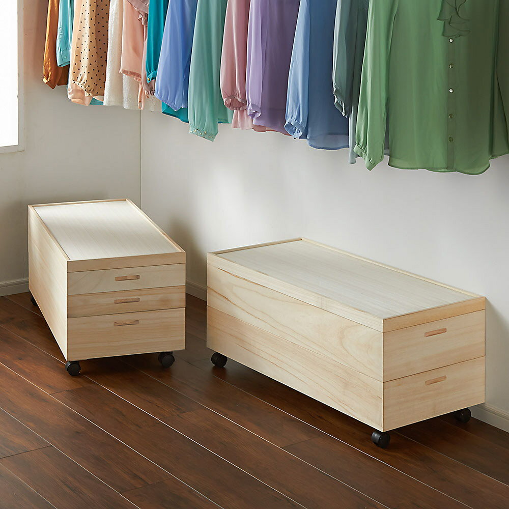 【ローチェスト】総桐衣装ケース 幅95.5cmタイプ 2段（深2） 収納ボックス 小物収納 フリーボックス 633114