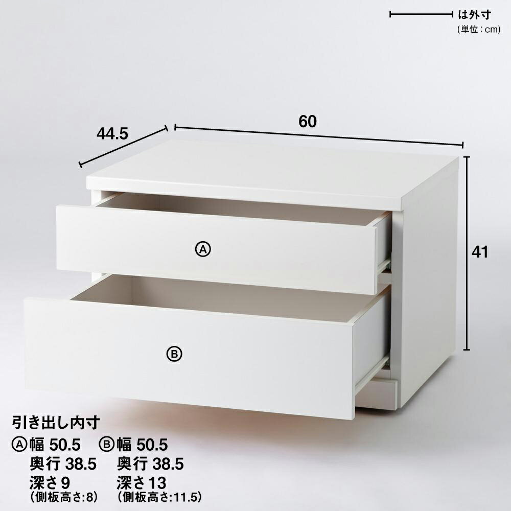 クローゼットチェスト（隠しキャスター付き） 幅60cm・2段 押入れ クローゼット収納 衣類収納 H95607