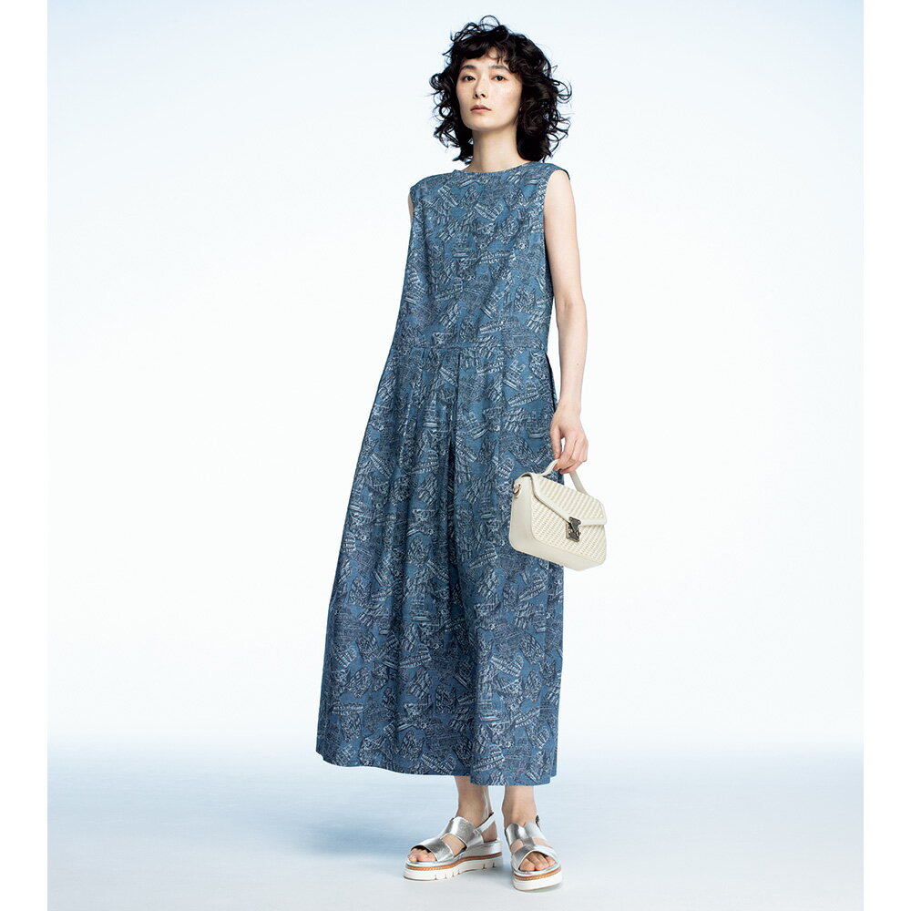 デニム調プリント ワンピース マキシワンピース ロングワンピース ワンピース PC7285 ＼LINE友だち登録でクーポン／