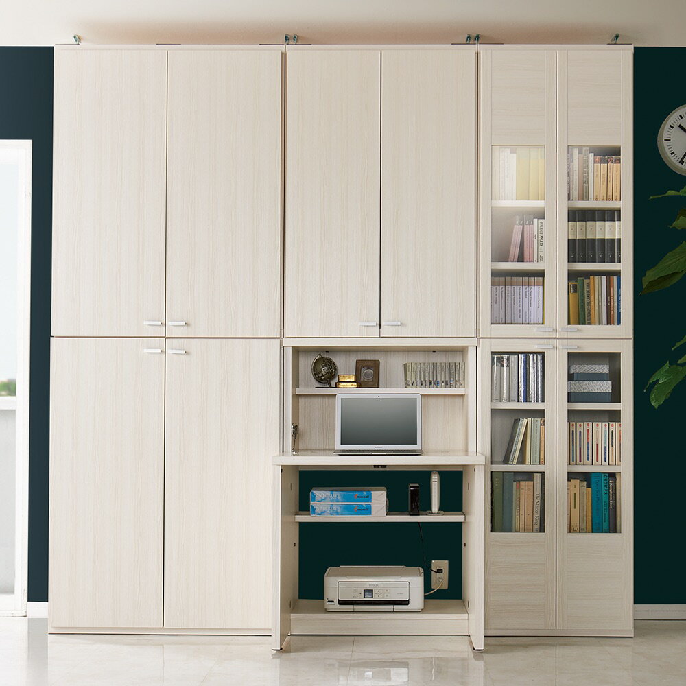 Rakuten - ≪板扉 幅90cm×2台≫重厚感のあるがっちり本棚 板扉上下セット高さ228cm＋天井突っ張り金具 突っ張り収納 ラック 本棚 シェルフ 643928 ＼LINE友だち登録でクーポン／