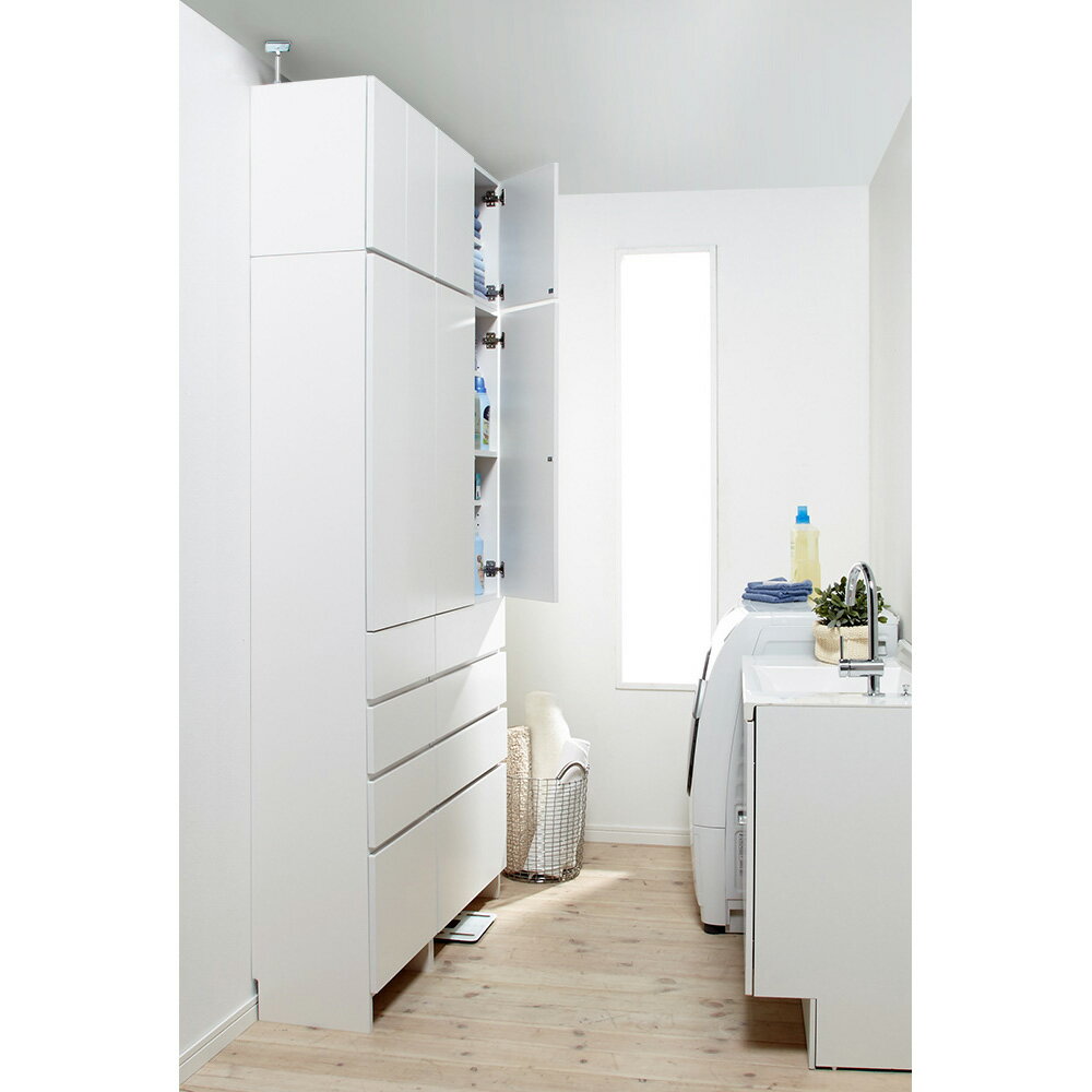 組立不要 天井まで使える薄型サニタリーチェスト 奥行31.5cm・幅40cm 洗面所収納 隙間収納 トイレ 洗面所 ランドリー収納 631144