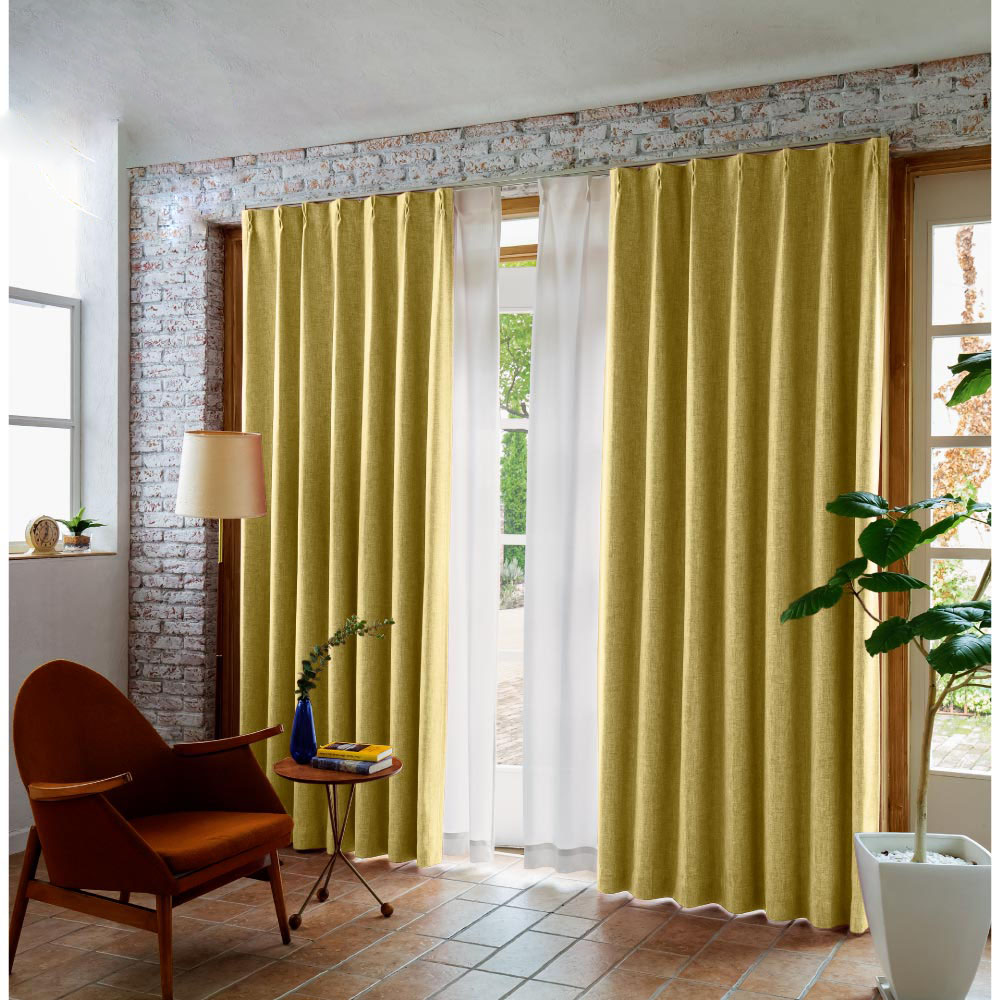 ≪幅100×丈190cm≫ ミックス調防炎・遮光カーテン2枚組 ドレープカーテン カーテン 524605