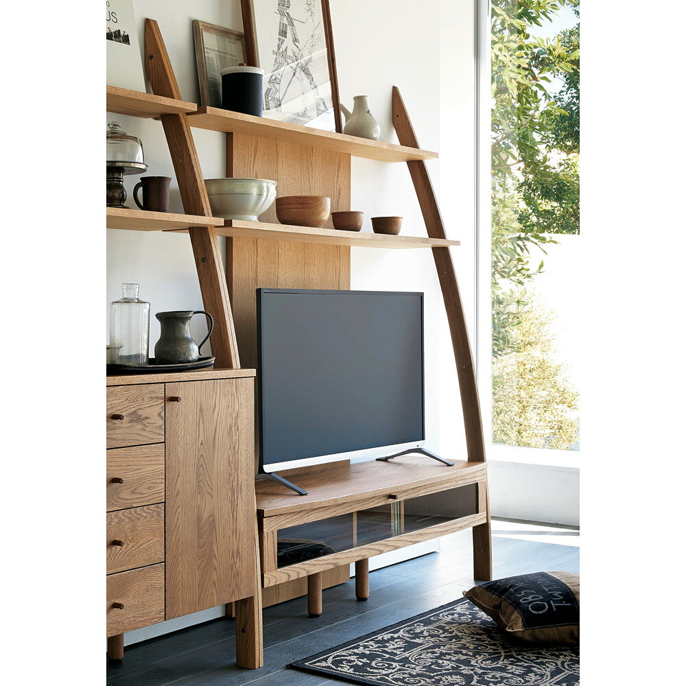 Rakuten - テレビ台 幅135高さ179cm [組立・設置料金込] 【天然木シェルフシリーズ】 壁面収納テレビ台 テレビ台 テレビボード H8398E ＼LINE友だち登録でクーポン／