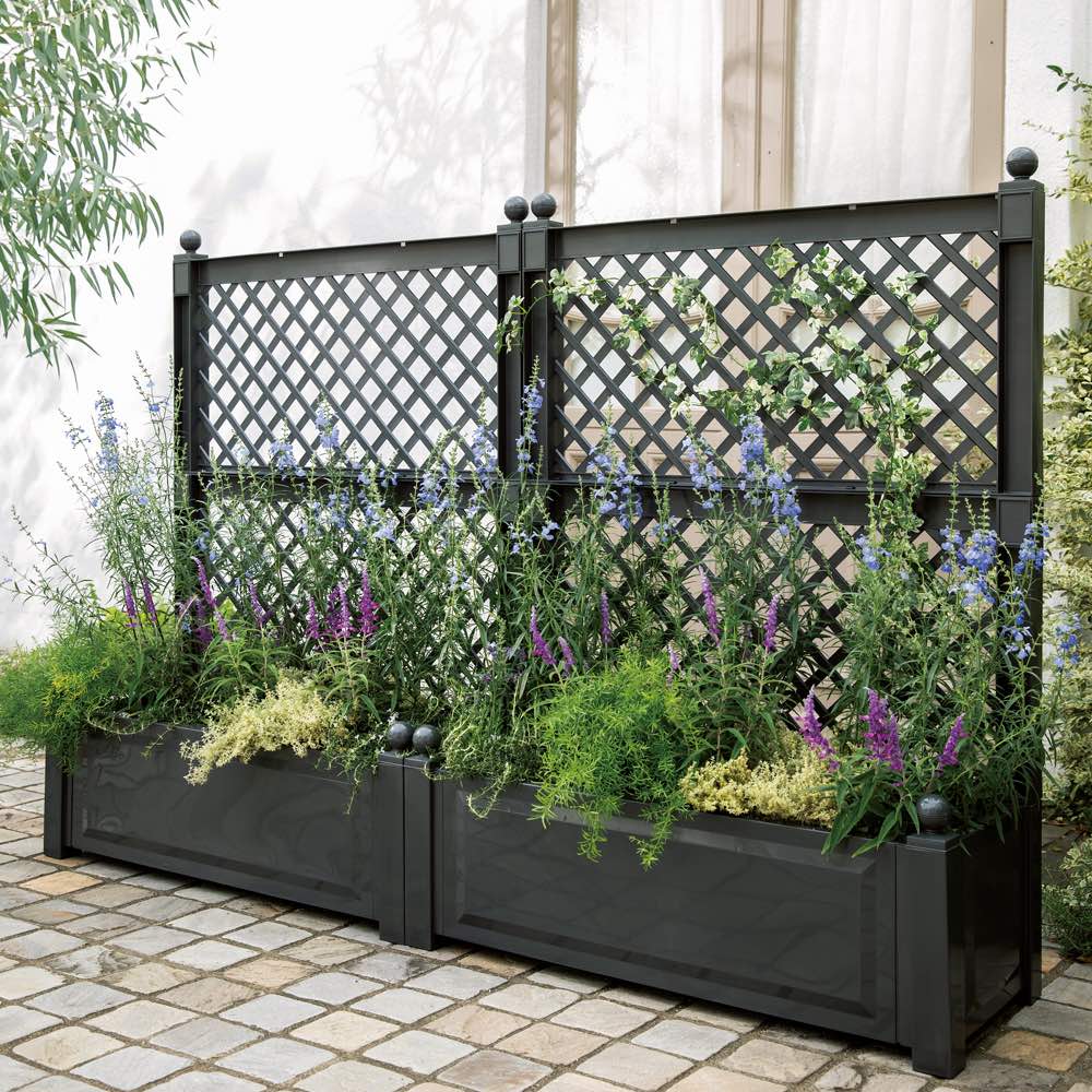 【クーポン配布 11月27日1：59迄】 ドイツKHW社製 プランター付きトレリス ワイド G86614