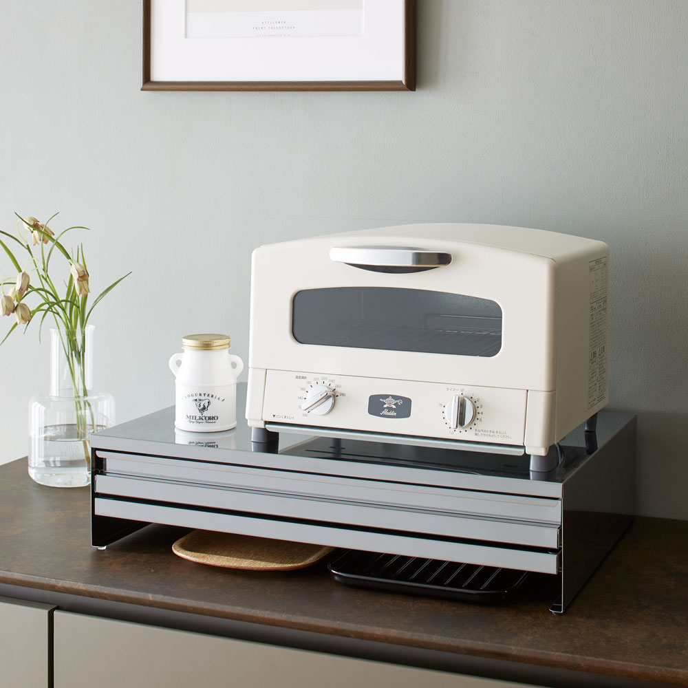 楽天ディノス楽天市場店≪幅55cm 引き出し付き≫ S-tena/ステナ ステンレス製 スライドテーブル付 レンジ下収納 冷蔵庫周り収納 キッチン用品収納 H82210