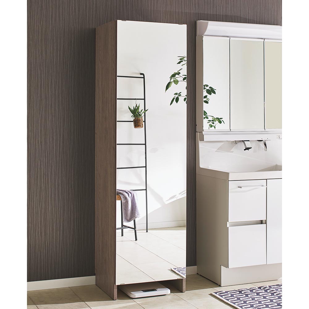 Fiennes/ファインズ ミラー扉サニタリー収納 幅50cm 奥行43.8cm 洗面所収納 隙間収納 トイレ 洗面所 ラ..