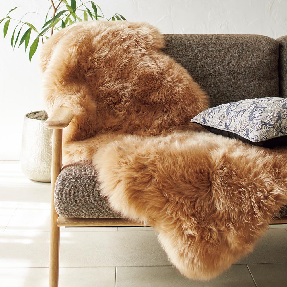 ≪2匹物 約60cm×180cm≫ 長毛フルスキンMouton/ムートン ラグ 絨毯 カーペット マット H94319 ＼LINE友だ..