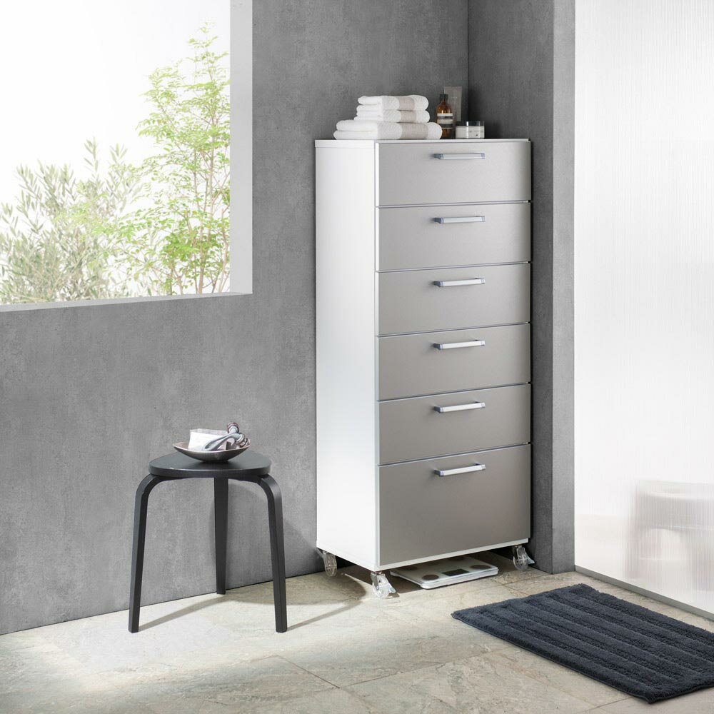 組立不要 キャスター付きランドリータワーチェスト 6段・高さ137.5cm幅60cm奥行35cm 洗面所収納 隙間収納 トイレ 洗面所 ランドリー収納 587511 ＼LINE友だち登録でクーポン／