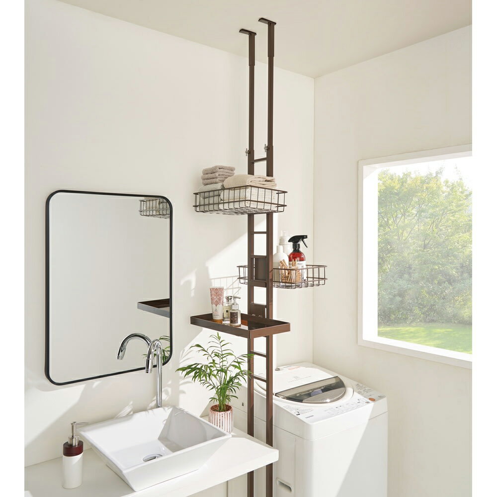 【365日出荷】山崎実業 洗濯機横マグネット折り畳み棚 1段 2段 使いやすい高さに開く タワー tower 公式 磁石 ランドリーラック スリム 折りたたみ 一時置き 洗濯 着替え タオル 収納 壁面 5096 1717 10019