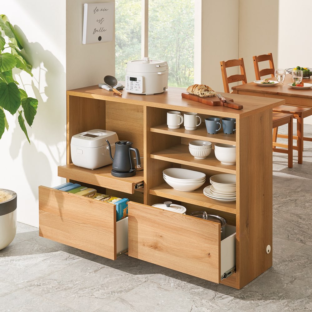 置くだけでカフェ風に！間仕切りアイランドカウンター 幅90cm キッチンカウンター キッチン収納 629501 ＼LINE友だち登録でクーポン／ dinos-11302287 ディノス楽天市場店 サンプル画像3