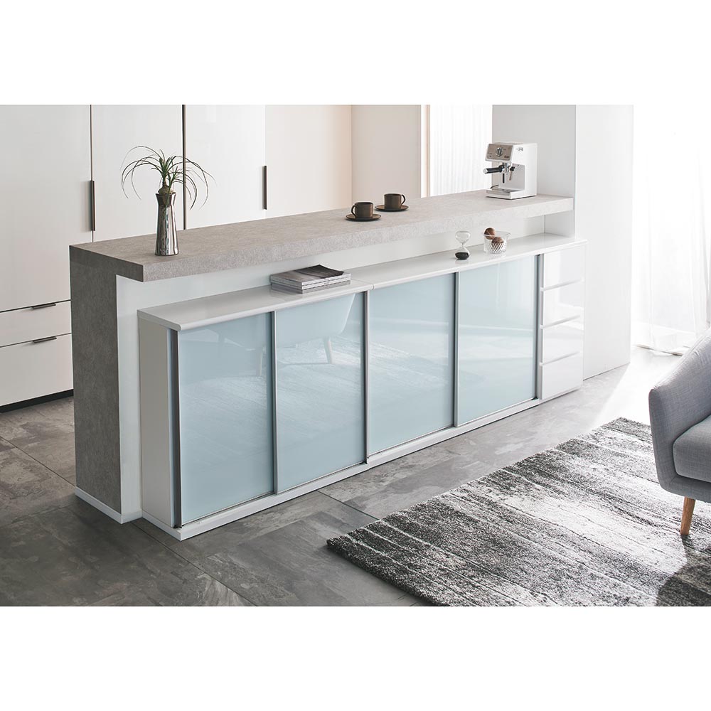 【クーポン10％OFF 11/15限定】 Odbicie/オードビチェ ガラス扉カウンター下収納庫 高さ70cmチェスト幅..