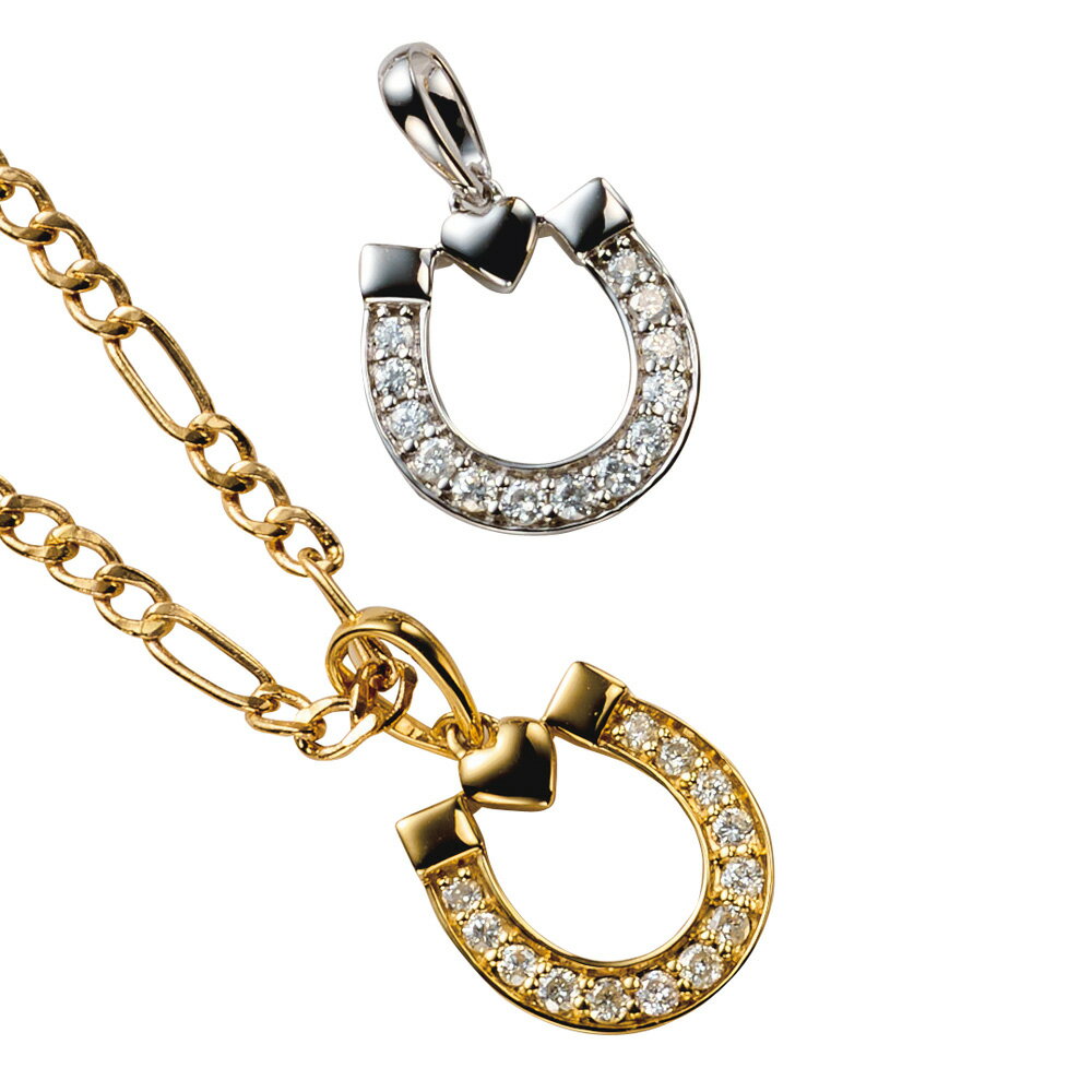 Yellow - K18 0.2ctダイヤ 馬蹄ペンダントヘッド ダイヤモンド ジュエリー アクセサリー J08312 ＼LINE友だち登録でクーポン／