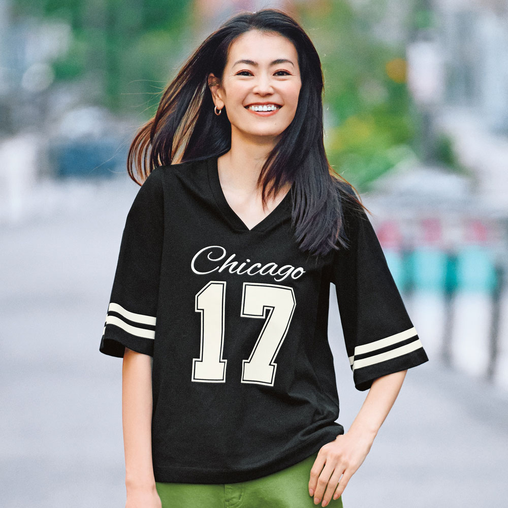 樂天商城 - ナンバープリント Vネック Tシャツ プルオーバー シャツ ブラウス 177602 ＼LINE友だち登録でクーポン／