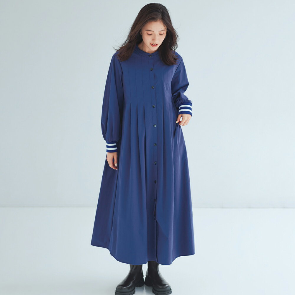 袖口リブデザイン タックワンピース マキシワンピース ロングワンピース ワンピース 149802 ＼LINE友だち登録でクーポン／